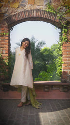 Dilnaaz - V-Neckline 3/4 Sleeves Tussar Silk Women Anarkali Short kalidaar suit Short kalidaar suit