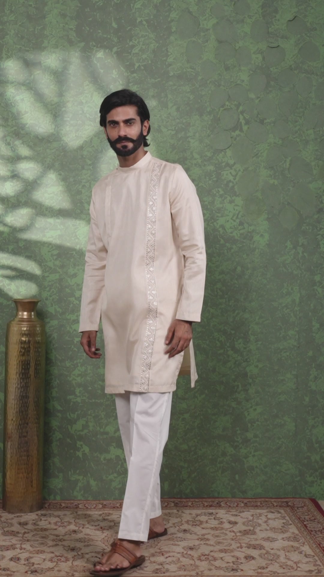 Dastoor - Men's Beige Cotton Kurta set