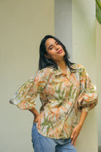 Women’s Printed Shirt with Bishop Sleeves Shirts Printed Cotton Shirt