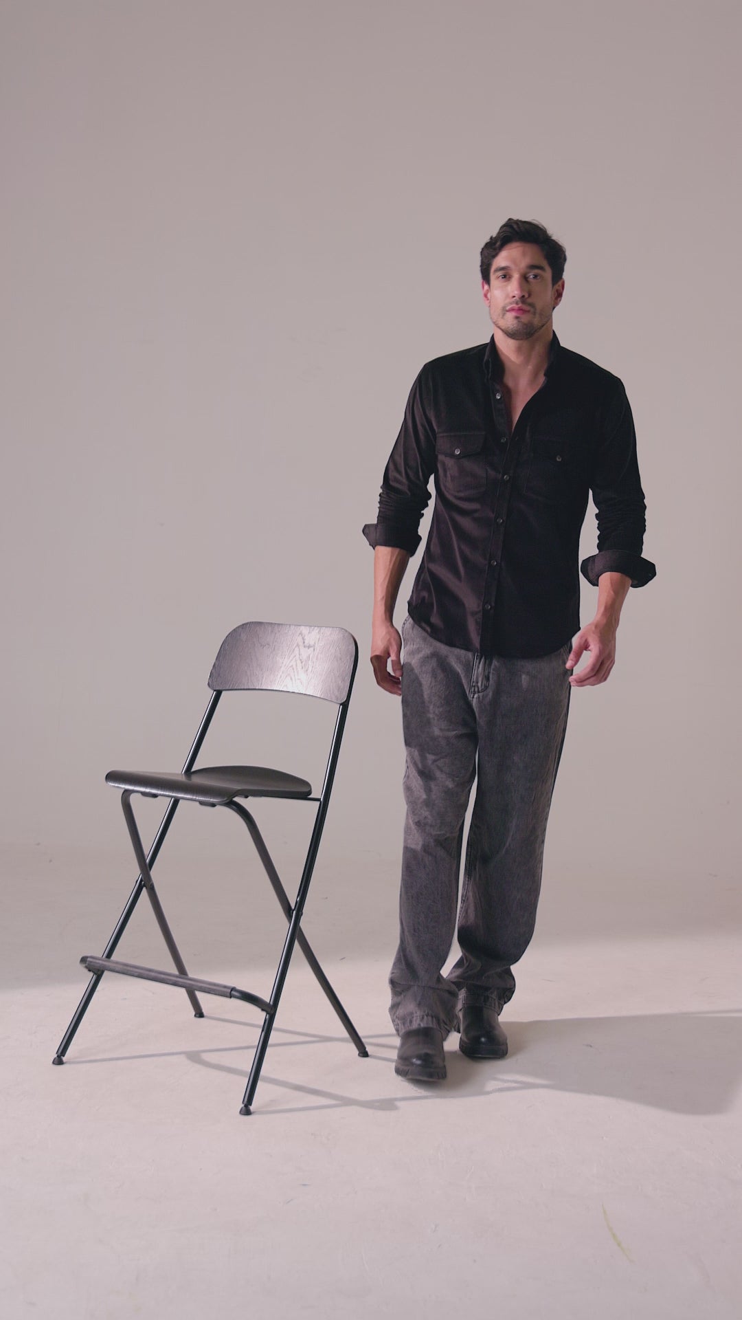 Corduroy Men's Shirt - Black