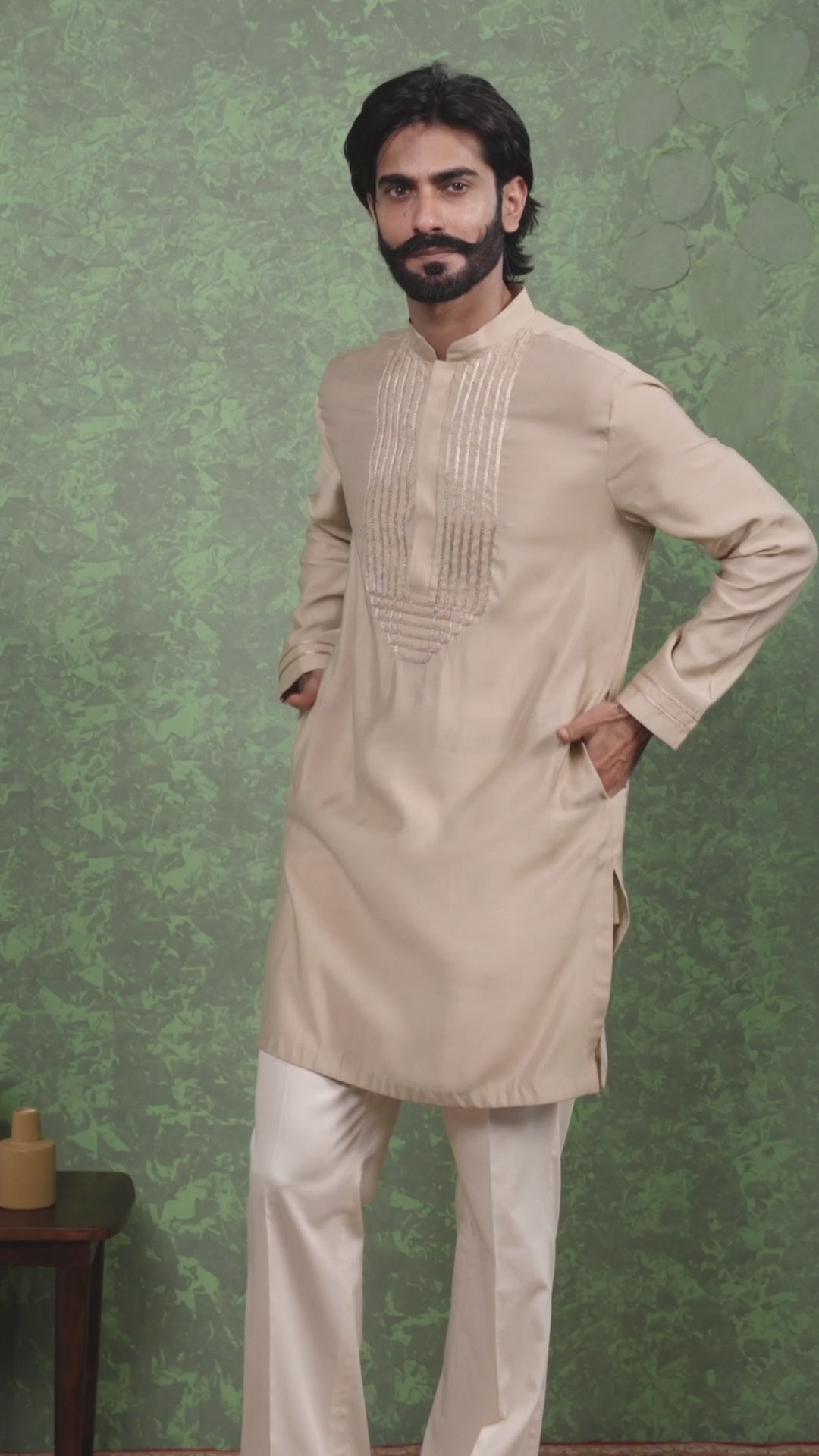 Tarana - Men's Beige Kurta Pant Set