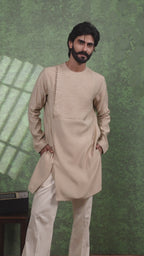 Mizaaj - Men's Beige Kurta set