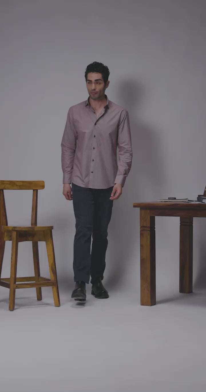 Micro check Garnet - Spread Collar Poplin Formal Men's Shirt Women's Shirts Women's Shirts