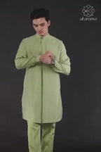 Men's Front Pleat Mid-length Kurta Pant set Kurta Pant Set