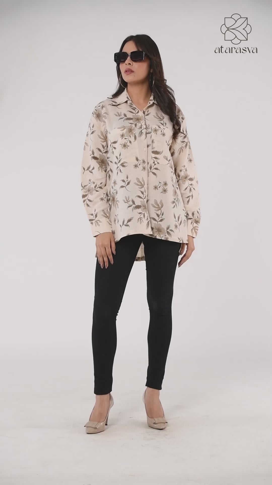 Women's Floral Printed Oversize Fit Shirt Casual Shirt