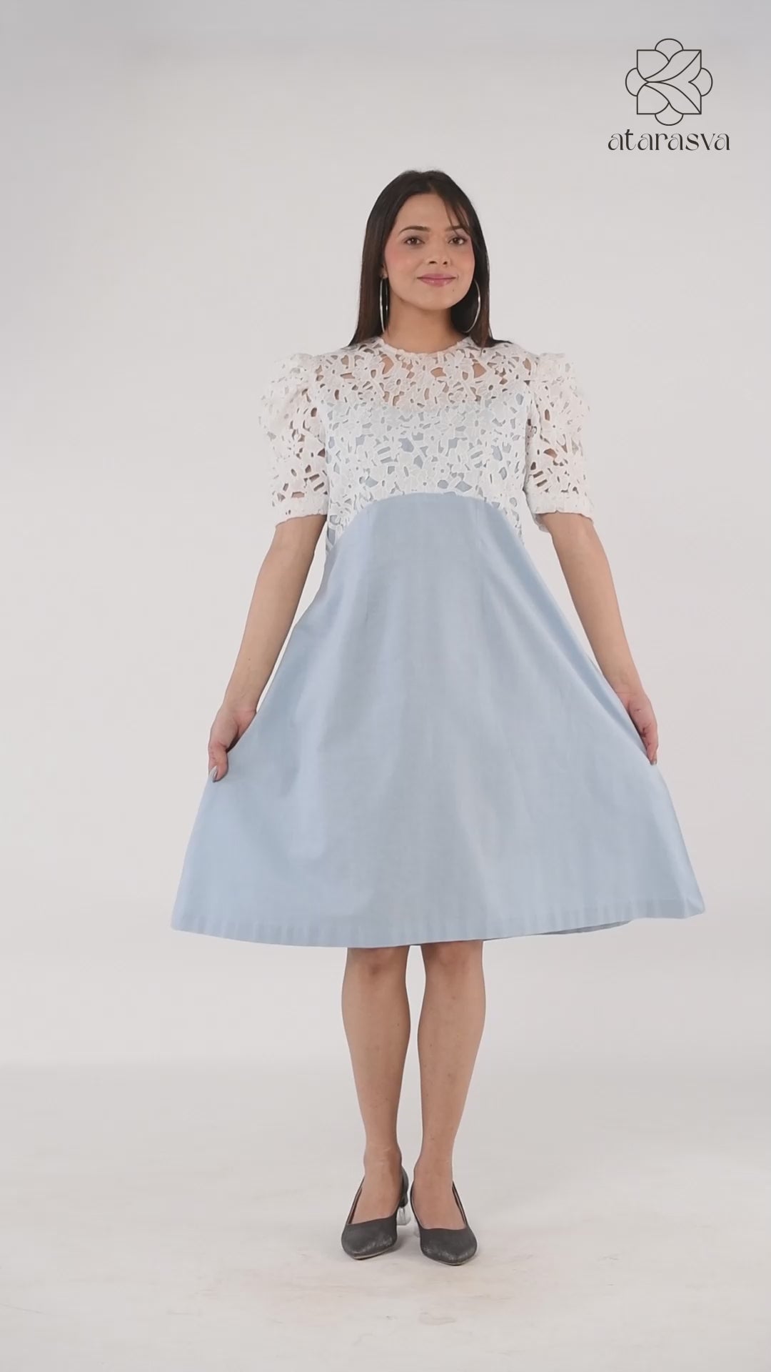 Women's Crochet Linen Dress Midi Dress