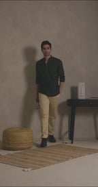 Army Green Mandarin Collar Short Kurta Short Kurta Short Kurta