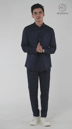 Styled Point Collar Linen Lounge Shirt Short Kurta