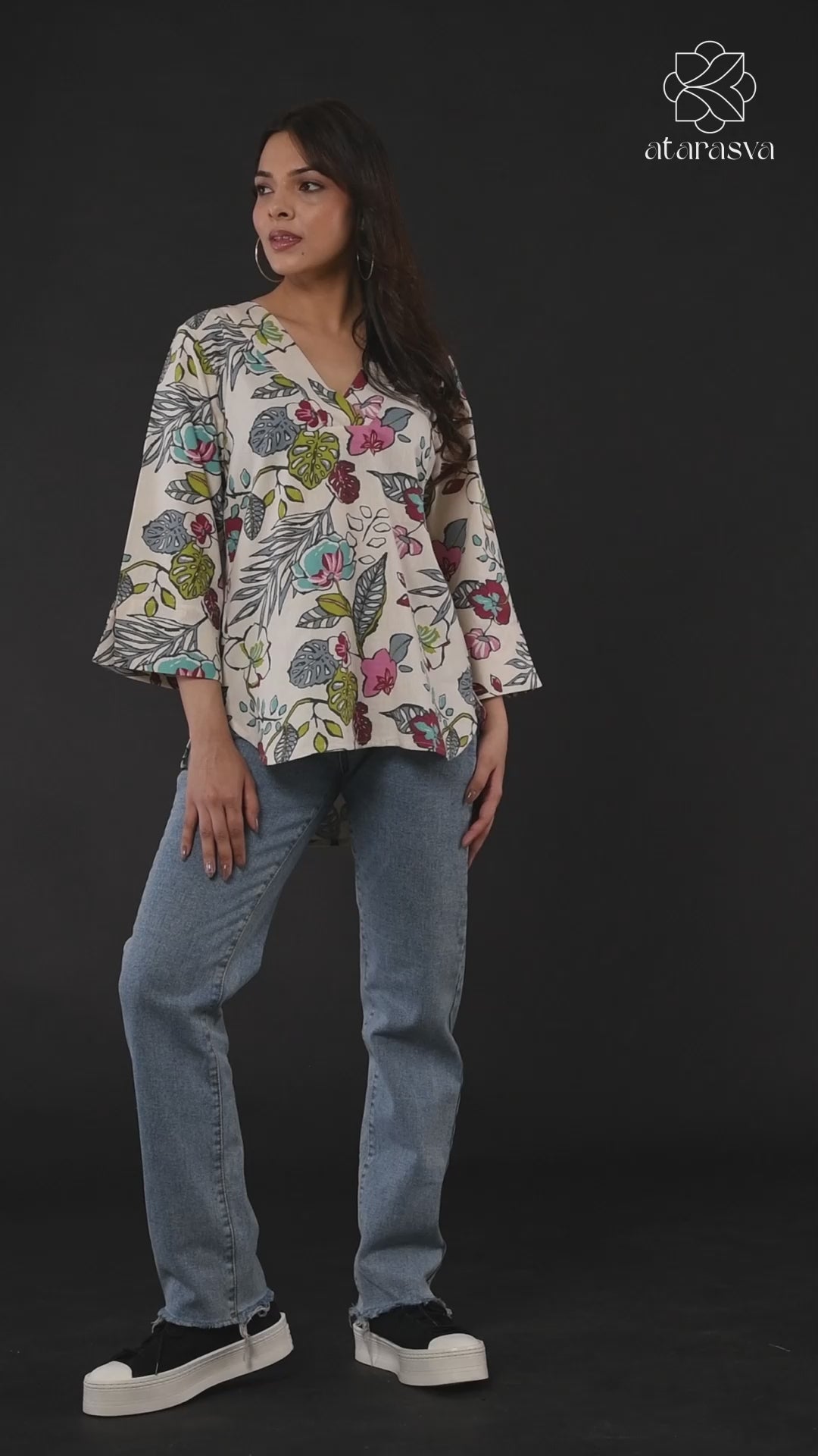 Beige Floral Top Casual Top