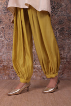 Rida - Women's Beige & Lime Green Short Kurta Set