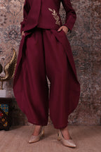 Ehsaas - Women's Burgundy Jacket Set