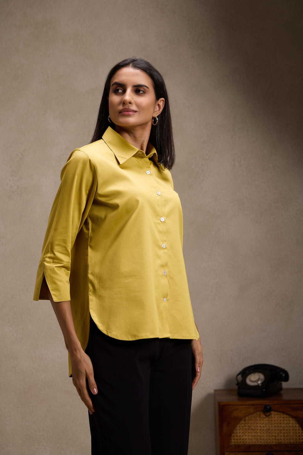 Gold Yellow - Cotton Satin Formal Shirt for women Women's Shirt Women's Shirt