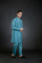 Men's Side Placket Mid-Length Kurta Pant set Kurta Pant Set