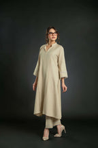 Women's Pleated Lace Long Coord Set with Bell Sleeves Long Co-Ord Set